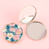 Fashionable Round Makeup Mirror, Two-Color Gold and Silver, PU Eco-Friendly Design, HD 60*60mm Mirror,Seven Unique Patterns, A Glimpse of Elegant Life in One Mirror